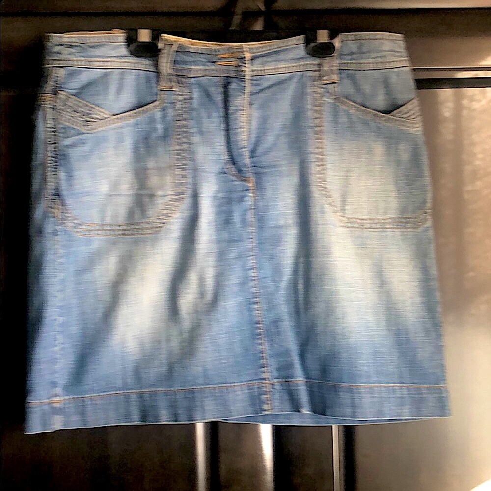 Denim slight a cut style mini skirt in distressed wash